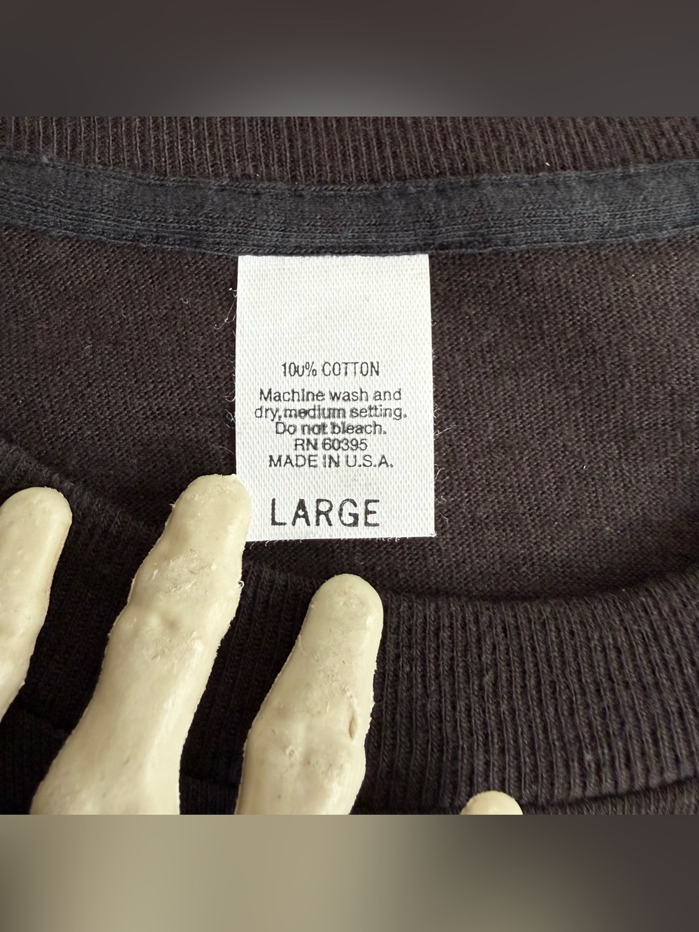 Vintage 70s 80s Deadstock Blank Black Cotton Long Sleeve Tee ~ Size Small - Picture 8 of 10